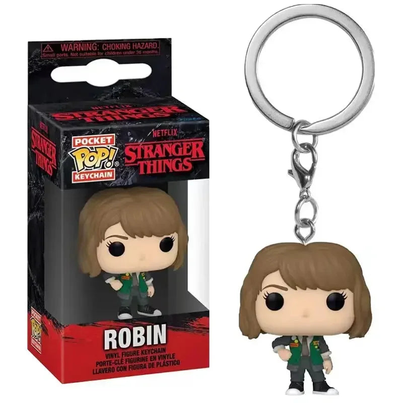 Funko Pop Pocket Keychain Eleven Robin Steve Dustin Key Ring Demogorgon Chain Model Carvinal Adults Children Toy Gift