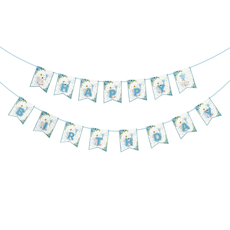 Blue Baby Elephant Disposable Tableware Set Paper Plate Cup Napkin Kids Boys 1st Birthday Party Decoration Baby Shower Supplies