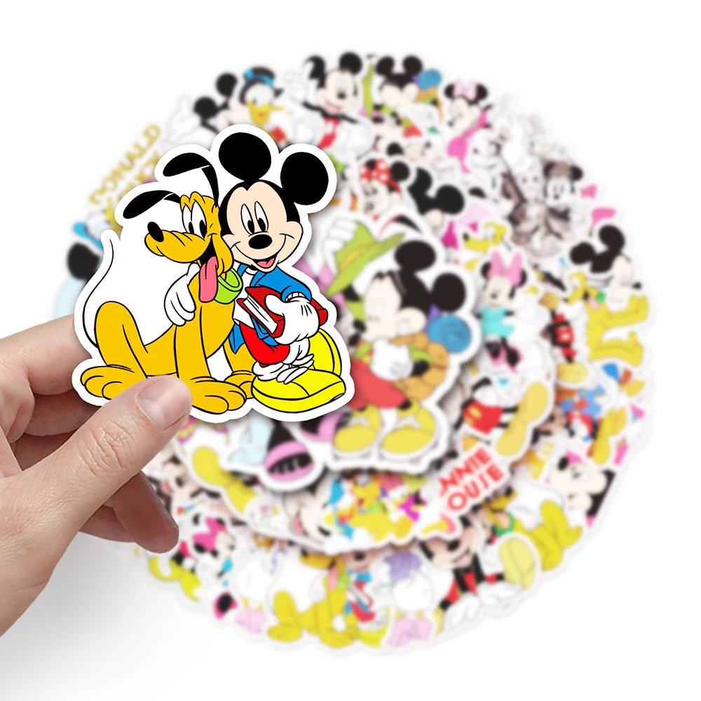 10/30/50PCS Disney Classic Anime Mickey Mouse Stickers Cute Donald Duck Minnie Cartoon Sticker DIY Phone Kids Toy Notebook Decal