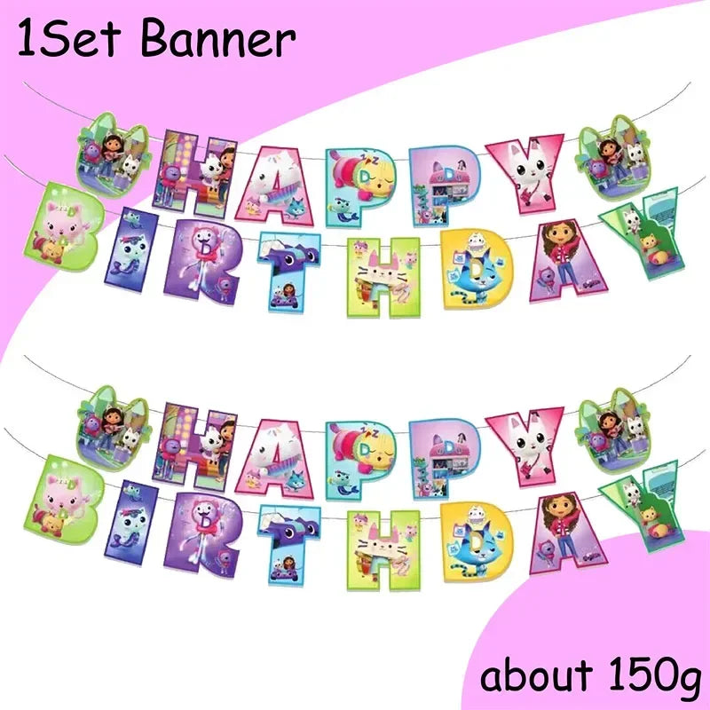 Cartoon Gabby Dollhouse Party Supplies Birthday Party Disposable Tableware Set Paper Plate Cup Napkins Baby Shower Decorations