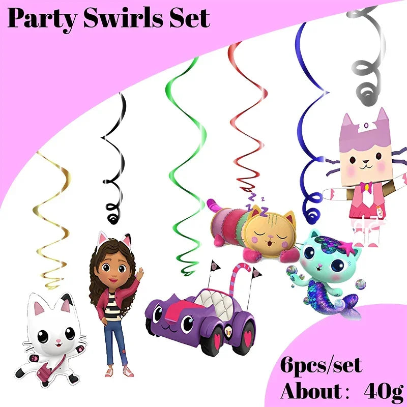 Cartoon Gabby Dollhouse Party Supplies Birthday Party Disposable Tableware Set Paper Plate Cup Napkins Baby Shower Decorations