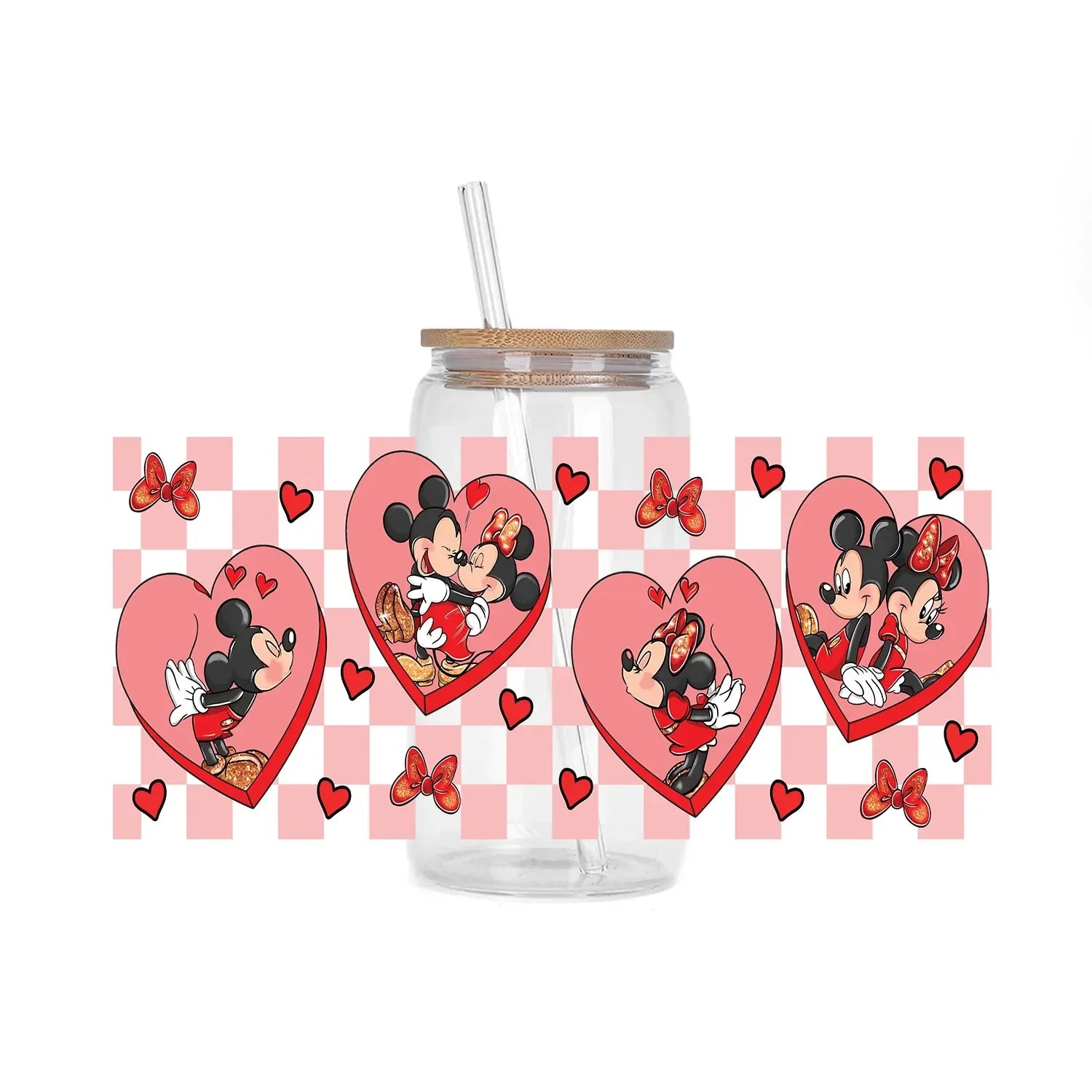 30 Style XOXO Happy Valentine Mickey Family UV Sticker DIY Decals 3D transfers uvdtf stickers 16oz uv dtf cup wraps