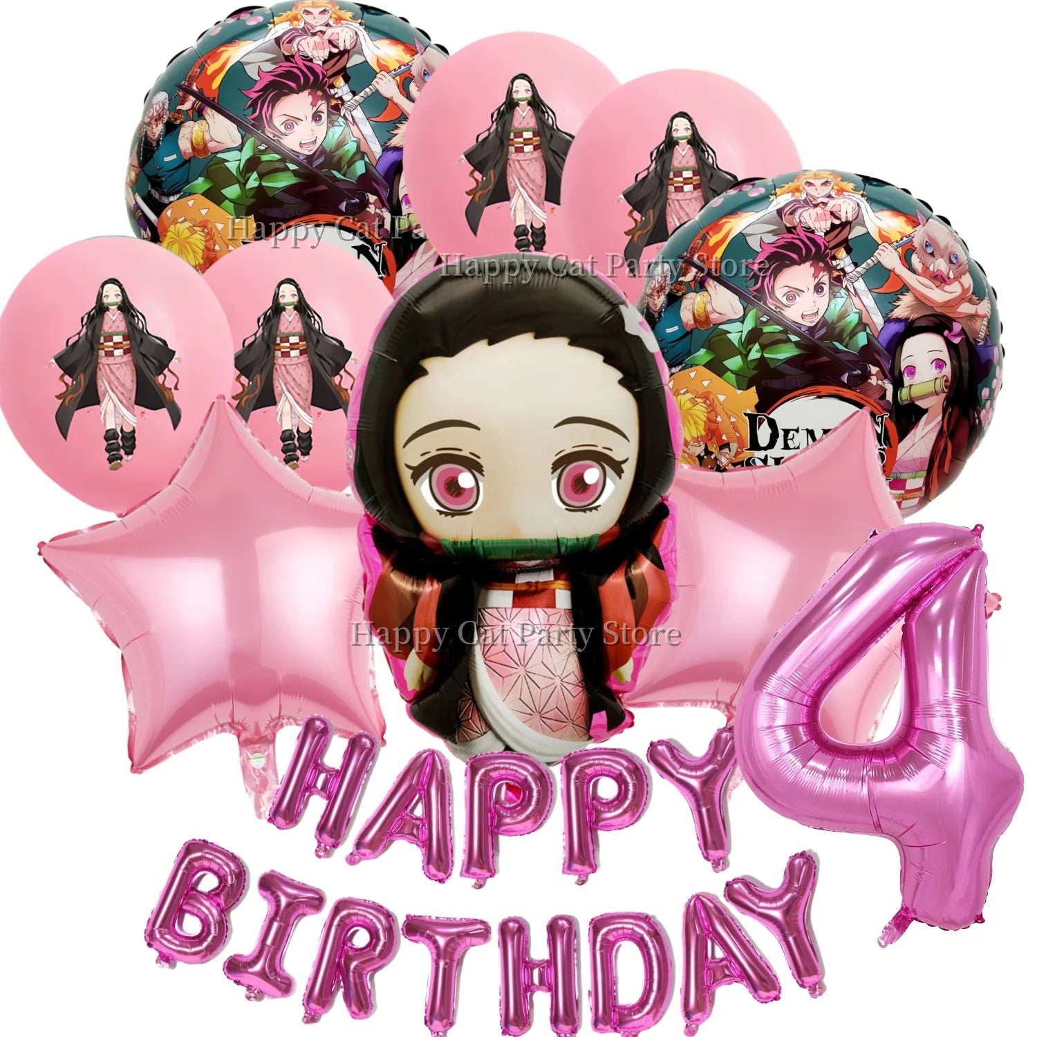 Demon Slayer Balloon Set Happy Birthday Banner Party Decor Kimetsu No Yaiba Latex Balloon Baby Shower kids Favors Gift Supplies