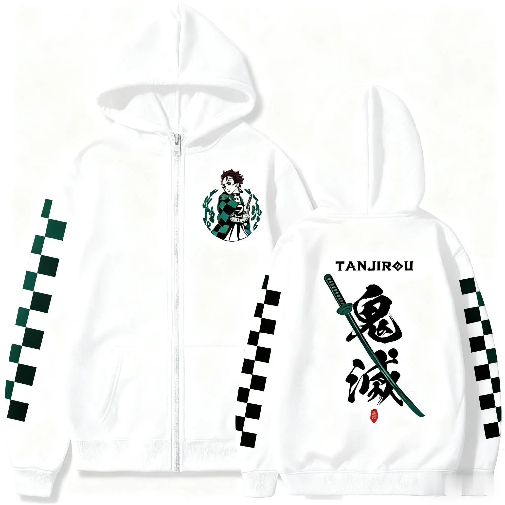 Demon Slayer Tanjiro Kamado Anime Hoodie Autumn Winter Zip Up Sweatshirt Men Women Casual Streetwear Cosplay Hooded Jacket Y2k