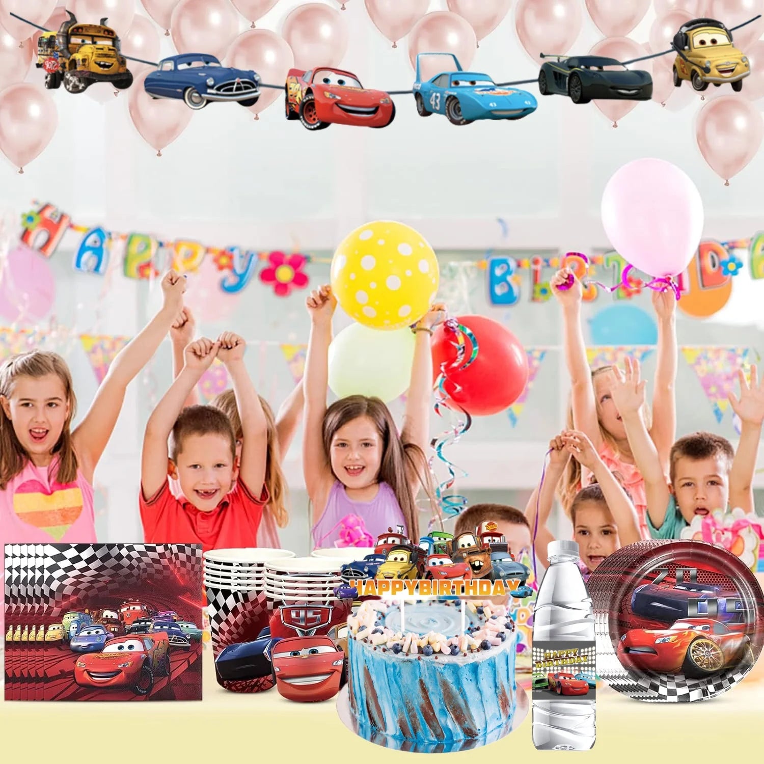 Disney Pixar Cars Birthday Supply Lightning McQueen Tableware Tablecloth Plate Cup Gift Bag Baby Shower disney cars party favors