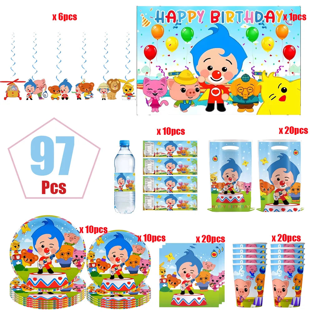 Circus Birthday Party Decor Set Clown Balloons Disposable Tableware Tablecloth Cup Kids Boy Party Supplies Baby Shower Gifts