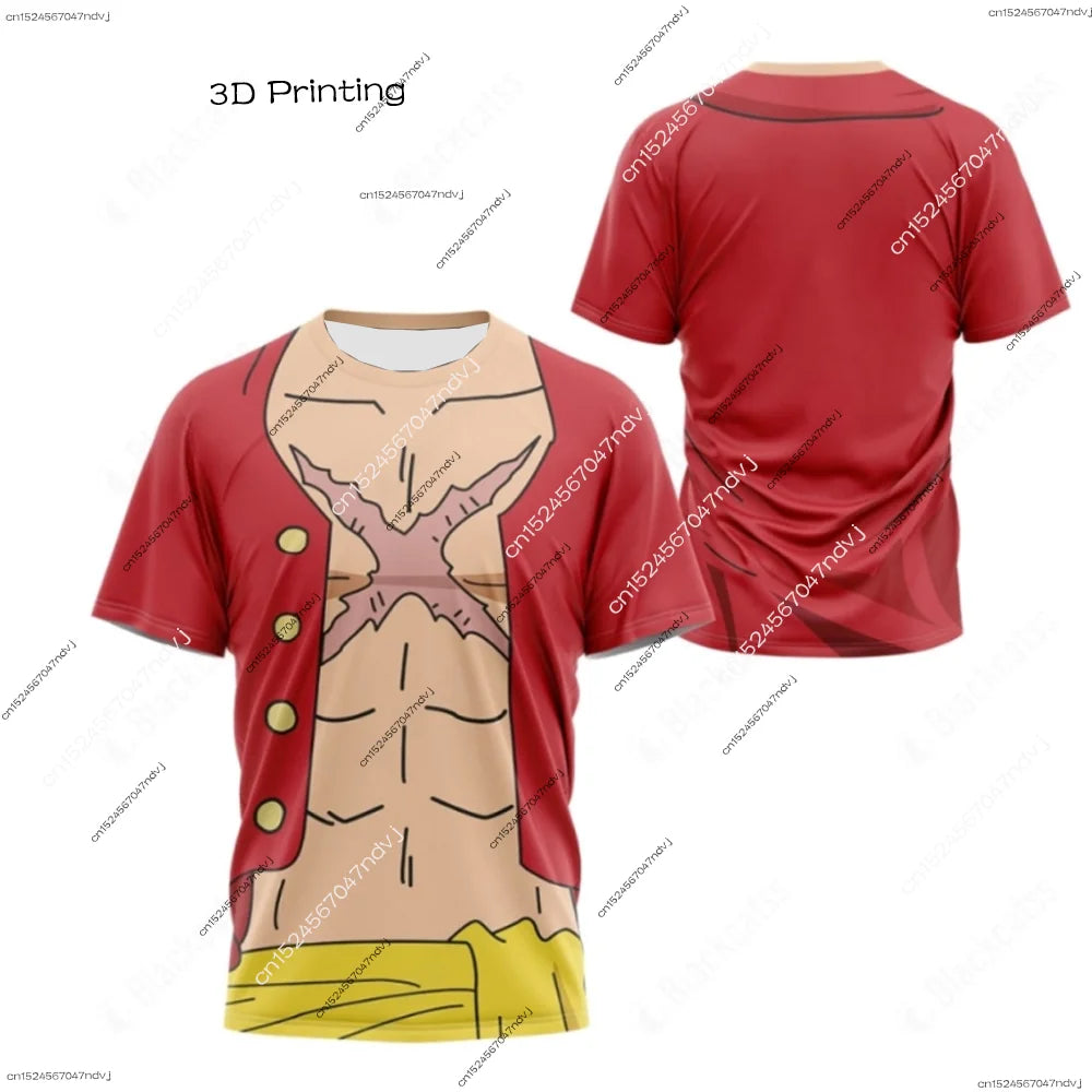 2025 New Arrivals Luffy cosplay T-shirt One Piece 3D printed Kids short-sleeved top Themed comic exhibition clothing