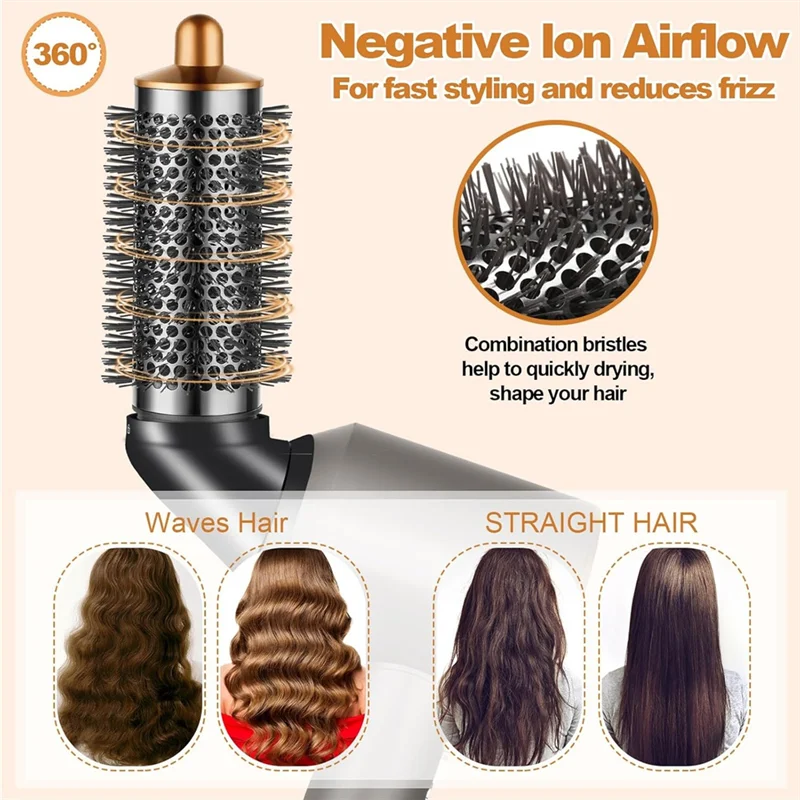 A21F-Round Brush Attachment For Dyson Airwrap With Adaptor For Dyson Hair Dryer Accessories, Round Volumizing Brush