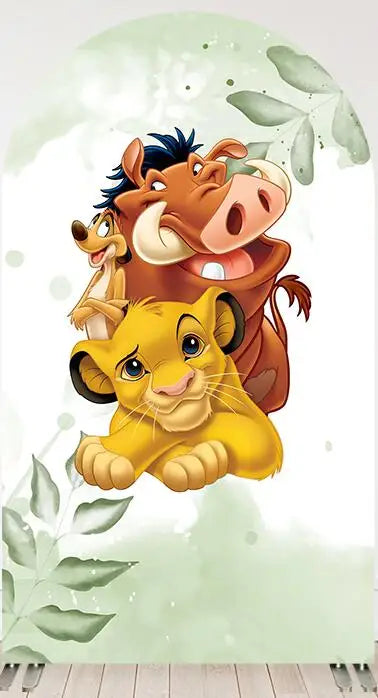 Cartoon Lion King Simba Baby Shower Arch Wall Panels Backdrop Party Supplies Boy Birthday Banner Decors Safari Jungle Background