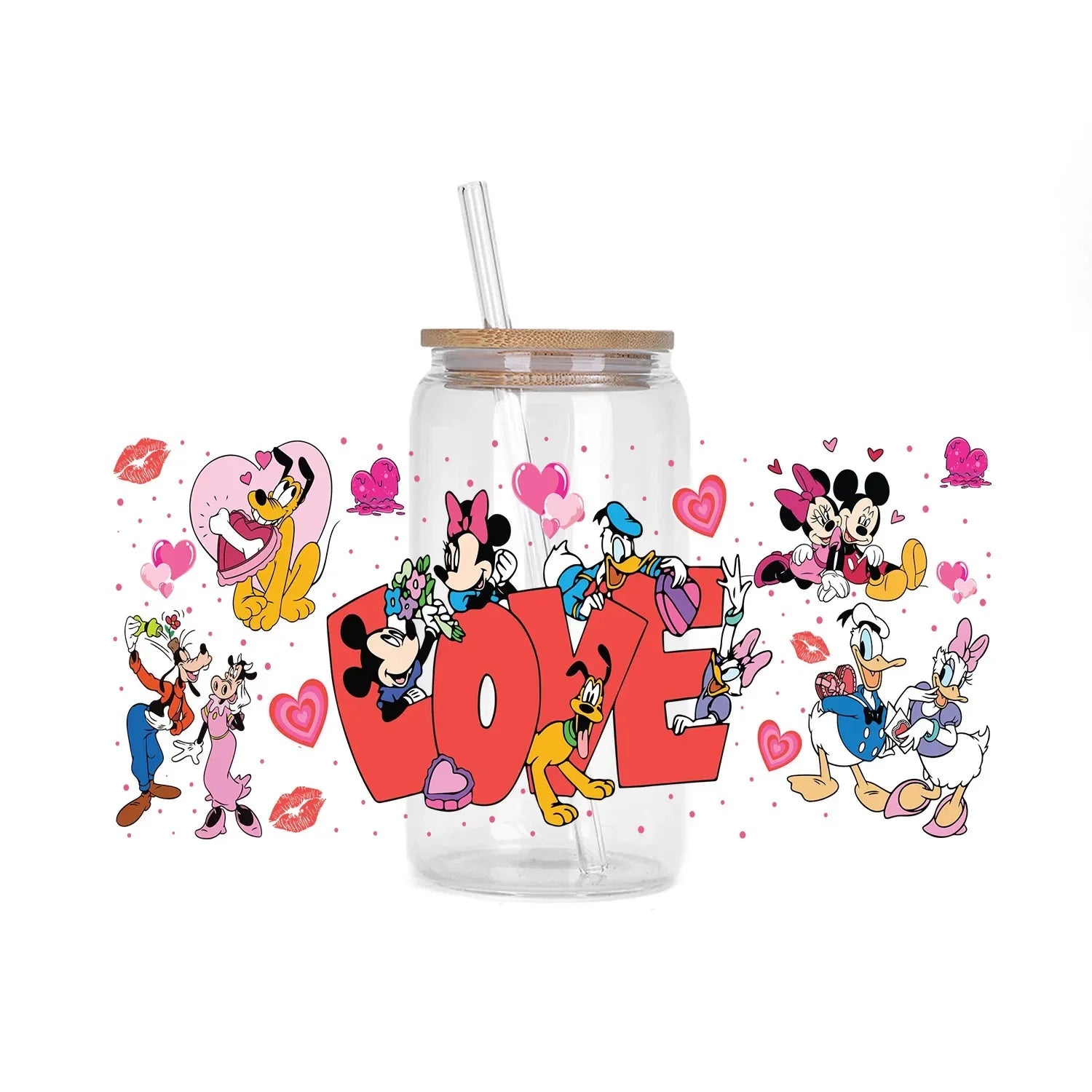 30 Style XOXO Happy Valentine Mickey Family UV Sticker DIY Decals 3D transfers uvdtf stickers 16oz uv dtf cup wraps
