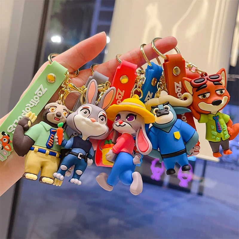 Cute Zootopia Keychain High-Quality Cute Cartoon anime Judy Hopps Officer Nick  Keychain Bag Christmas Gift Fans Party Gifts