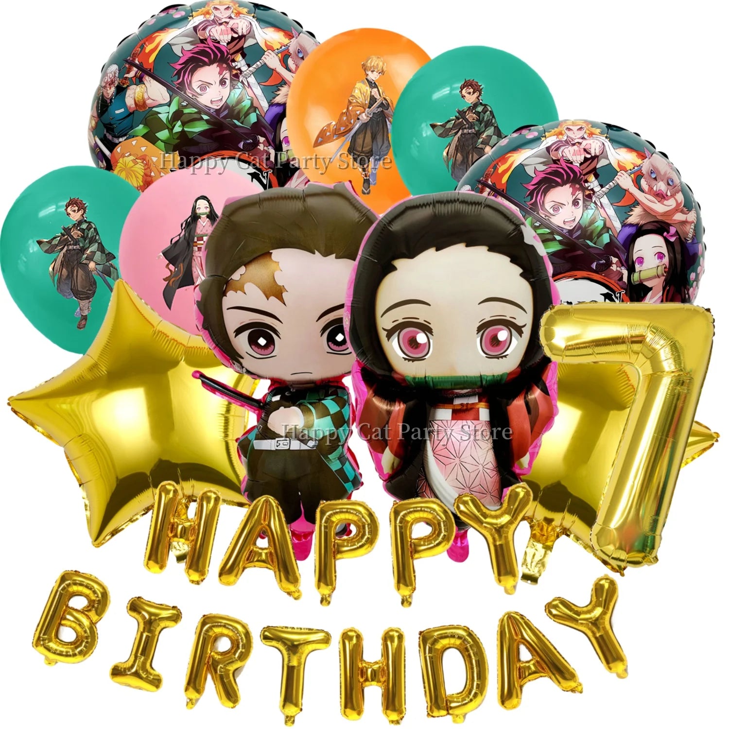 Demon Slayer Balloon Set Happy Birthday Banner Party Decor Kimetsu No Yaiba Latex Balloon Baby Shower kids Favors Gift Supplies