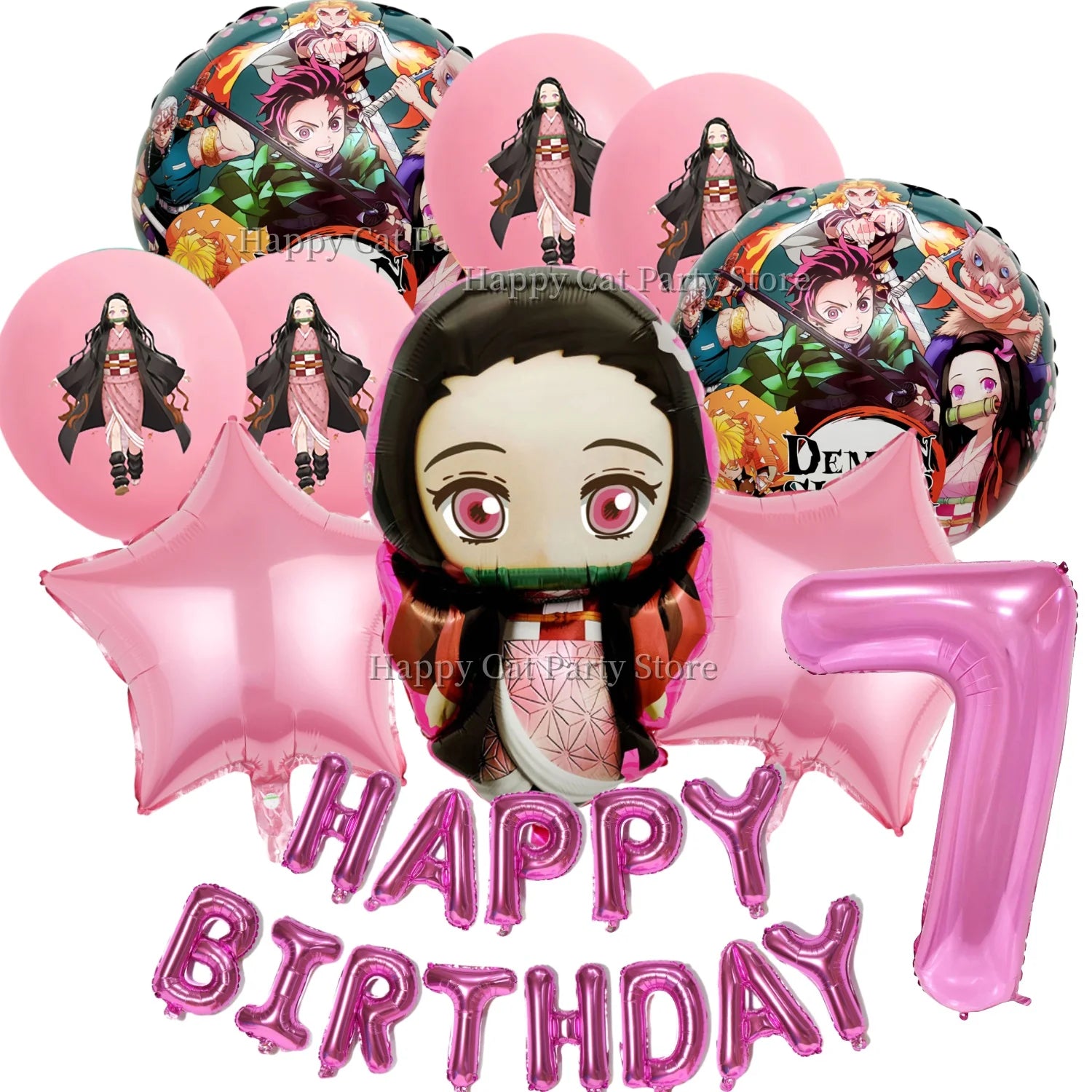 Demon Slayer Balloon Set Happy Birthday Banner Party Decor Kimetsu No Yaiba Latex Balloon Baby Shower kids Favors Gift Supplies