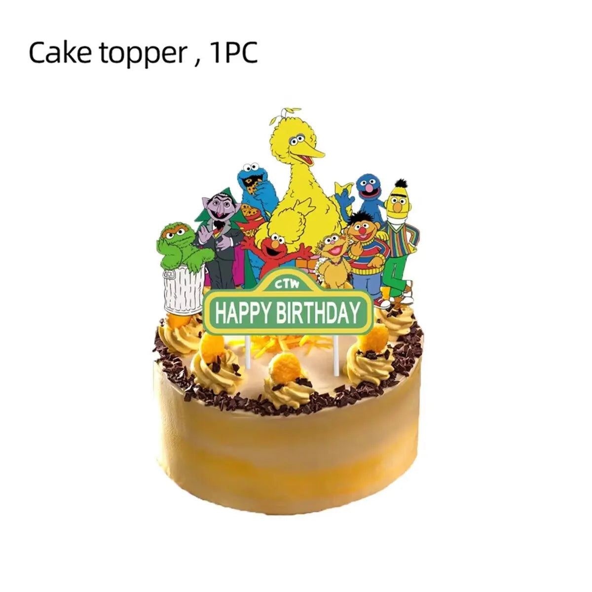 Disney Cartoon SEsame-Streets Birthday Party Set Supplies Kids Disposable Tableware Balloon Cake Topper Banner Plates Decoration