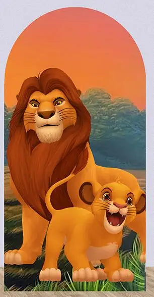 Cartoon Lion King Simba Baby Shower Arch Wall Panels Backdrop Party Supplies Boy Birthday Banner Decors Safari Jungle Background