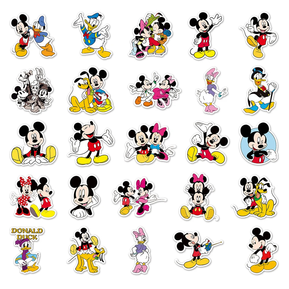 10/30/50PCS Disney Classic Anime Mickey Mouse Stickers Cute Donald Duck Minnie Cartoon Sticker DIY Phone Kids Toy Notebook Decal