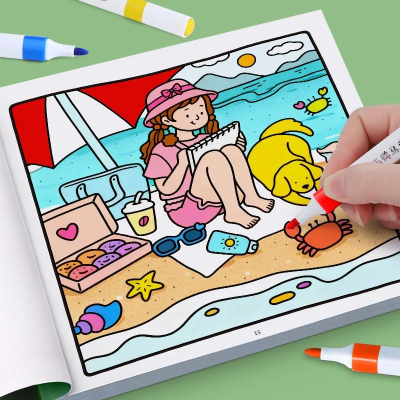2026 Fun Coloring Book 24 Page,  Girls boy leisure DIY Creative Entertainment Fantasy Illustrations Hand Drawn Art Drawing Book
