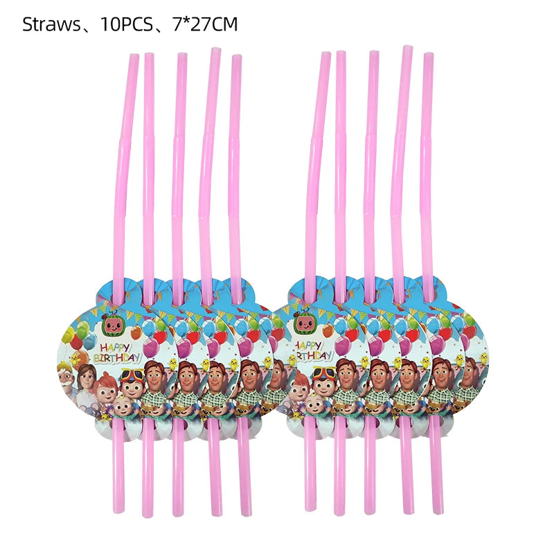 Cartoon Family Theme Birthday Party Decoration Disposable Set Tableware Plate Napkins Tablecloth For Kid Shower Supplies Puzzle