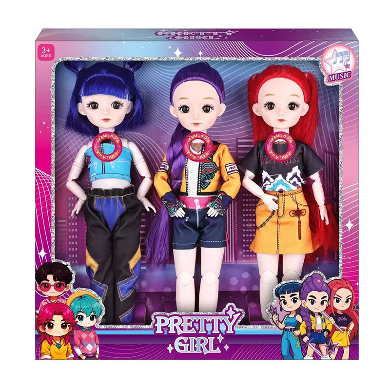 2026 Hot  KPop Doll 3D Eye Theme Song Music Anime Toys With gift set 12 inch Solid Body 15 Joint Delicate Doll Toy for Gifts