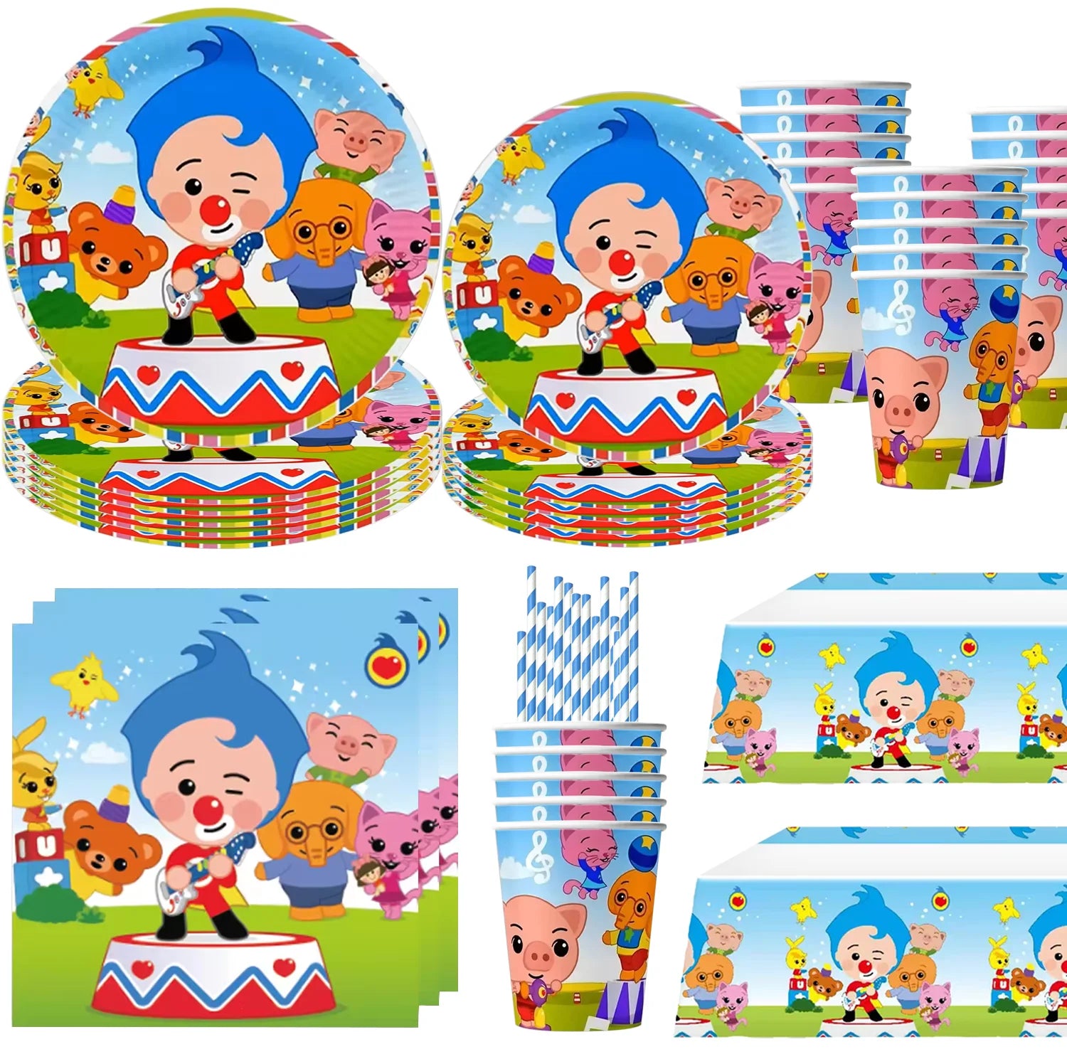 Circus Birthday Party Decor Set Clown Balloons Disposable Tableware Tablecloth Cup Kids Boy Party Supplies Baby Shower Gifts