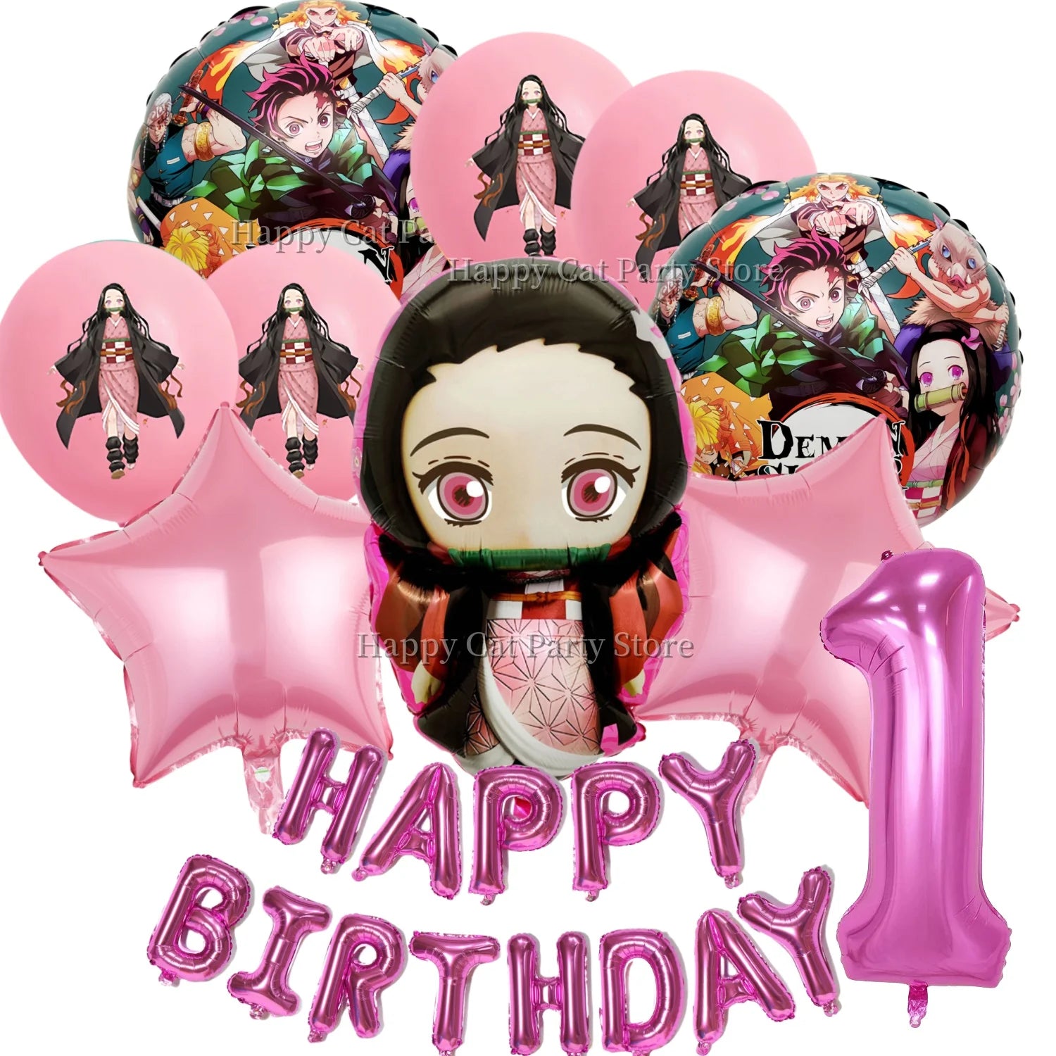 Demon Slayer Balloon Set Happy Birthday Banner Party Decor Kimetsu No Yaiba Latex Balloon Baby Shower kids Favors Gift Supplies