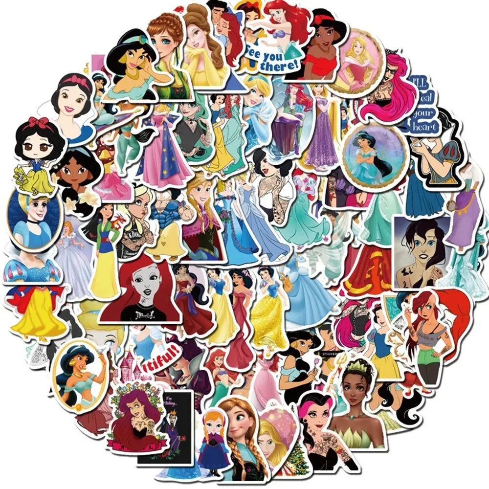 10/30/50/100PCS Disney Mix Cartoon Princess Sticker DIY Diary Laptop Luggage Skateboard Phone Fun Graffiti Scrapbooking Decals