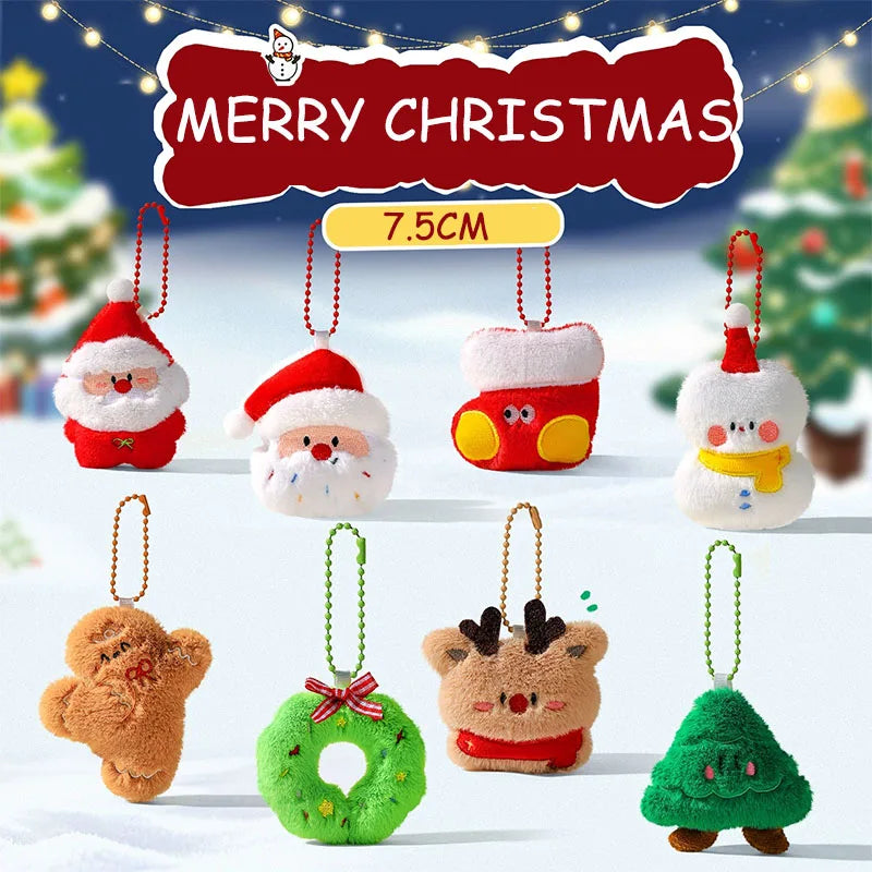 Christmas Decorations Snowman Santa Claus Gift Keychain Christmas Stockings Elk Christmas Tree Style Home Party Decoration Toys