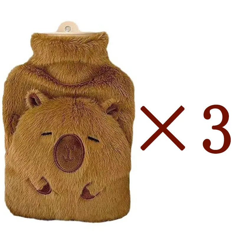2026 Cute Capybara Shape Warm Water bottle 1000ml Capacity Shape plush Use Winter For Home Travel Camping study Use  Warm