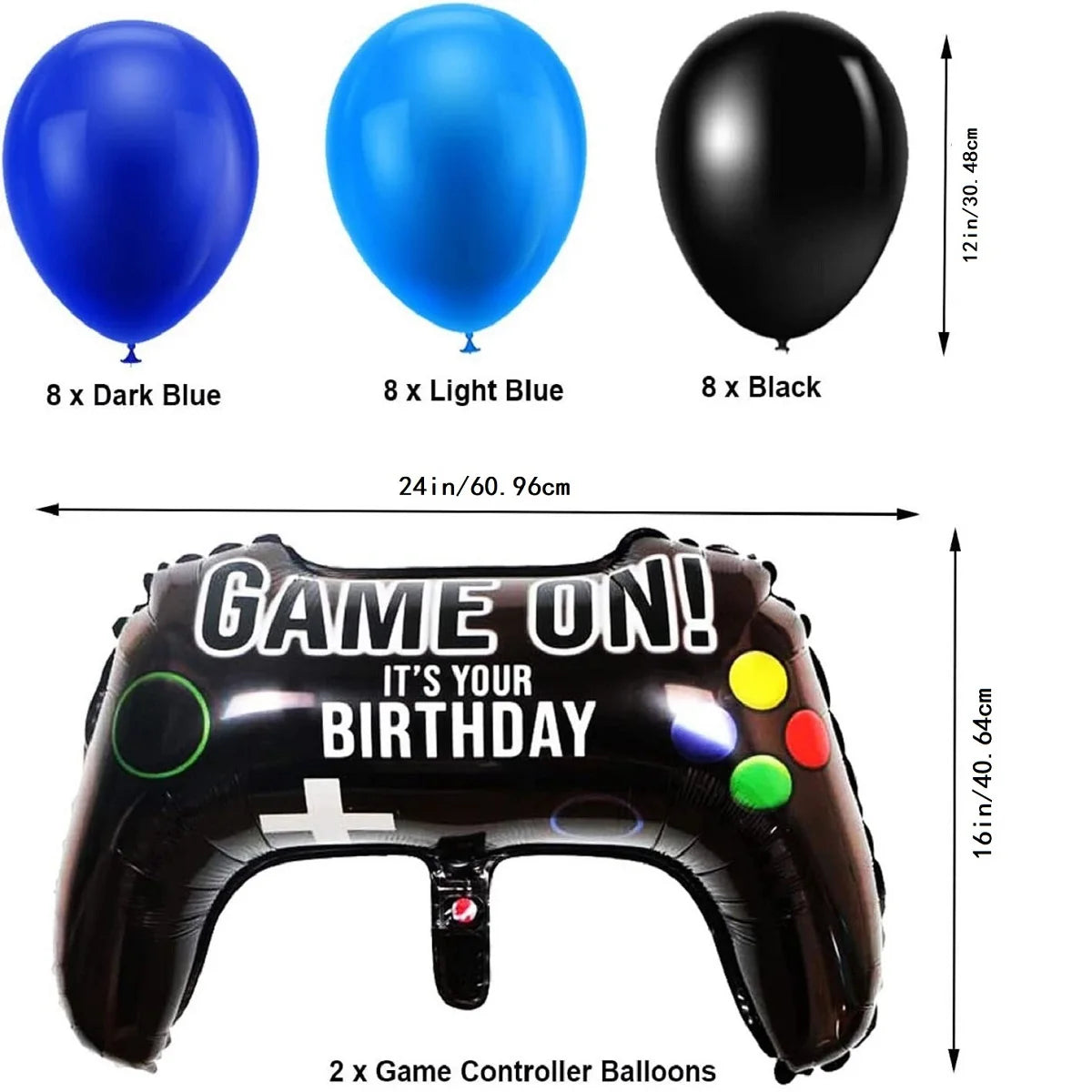 Blue Game Number 11 Birthday Theme Party Decoration Set Number Balloon Pull Flag Set