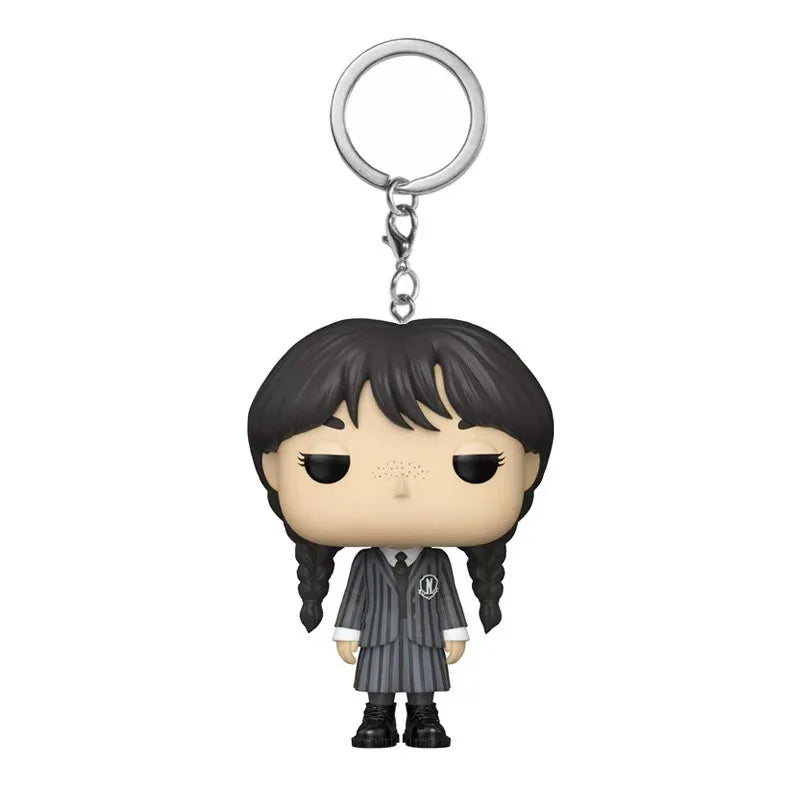 Funko Pop Wednesday The Addams Family Double Fried Dough Twists Braid Violin Pocket Pop Keychain Doll PVC Figures Kids Toys