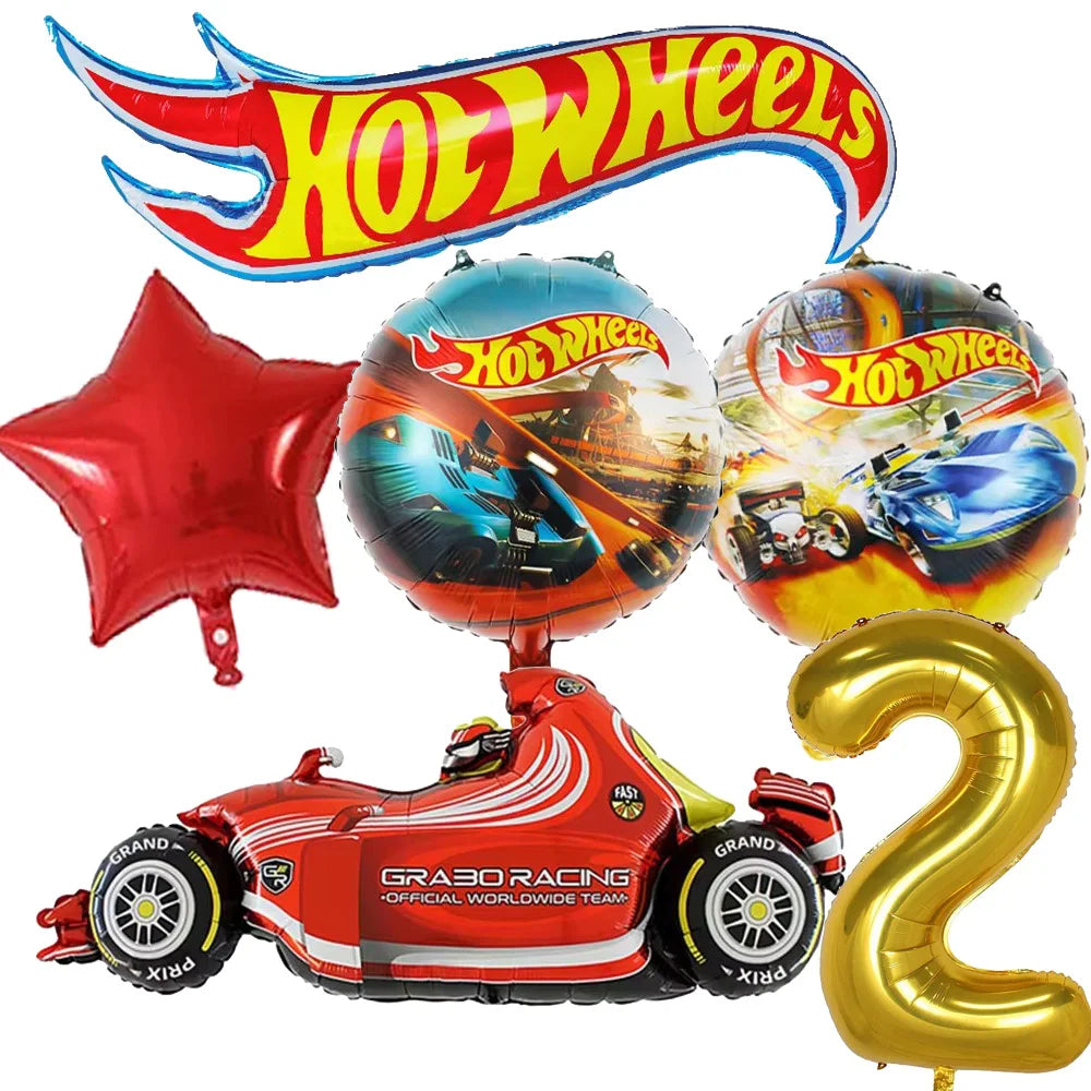 Hot Wheels Birthday Party Decor Disposable Tableware Racing Car Gift Bag Tablecloth Cake Balloon Plate Boy Kid Party Supplie Set
