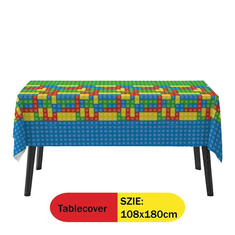 Building Blocks  Theme Birthday DIY Party Disposable tableware balloons water bottle labels banner boys girls decoration