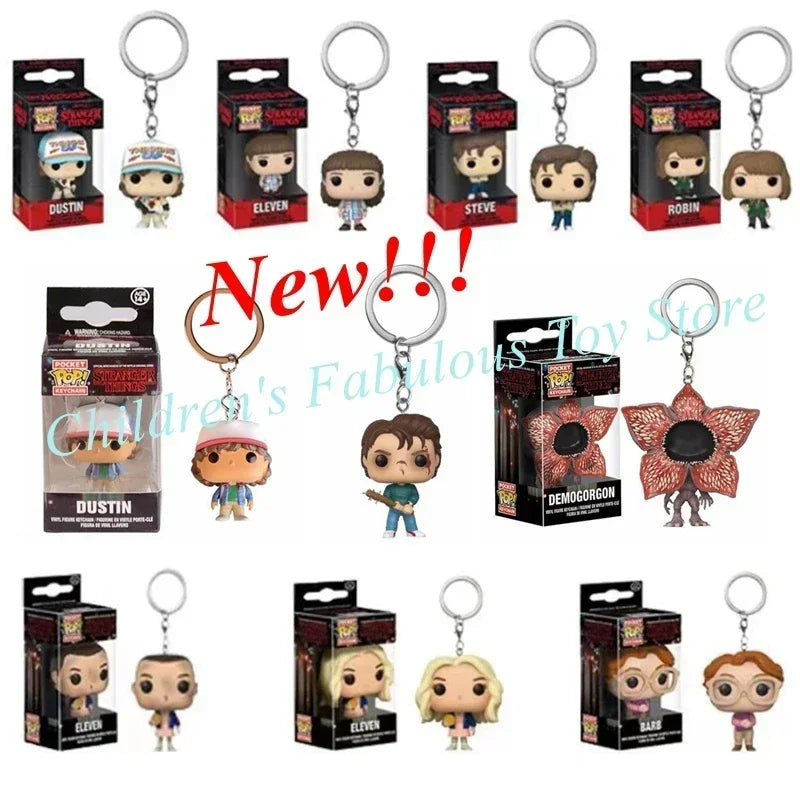 13 Styles FUNKO Pocket Stranger Keychain Eleven Dustin Barb Steve Demogorgon Action Figures Toys THINGS with Box