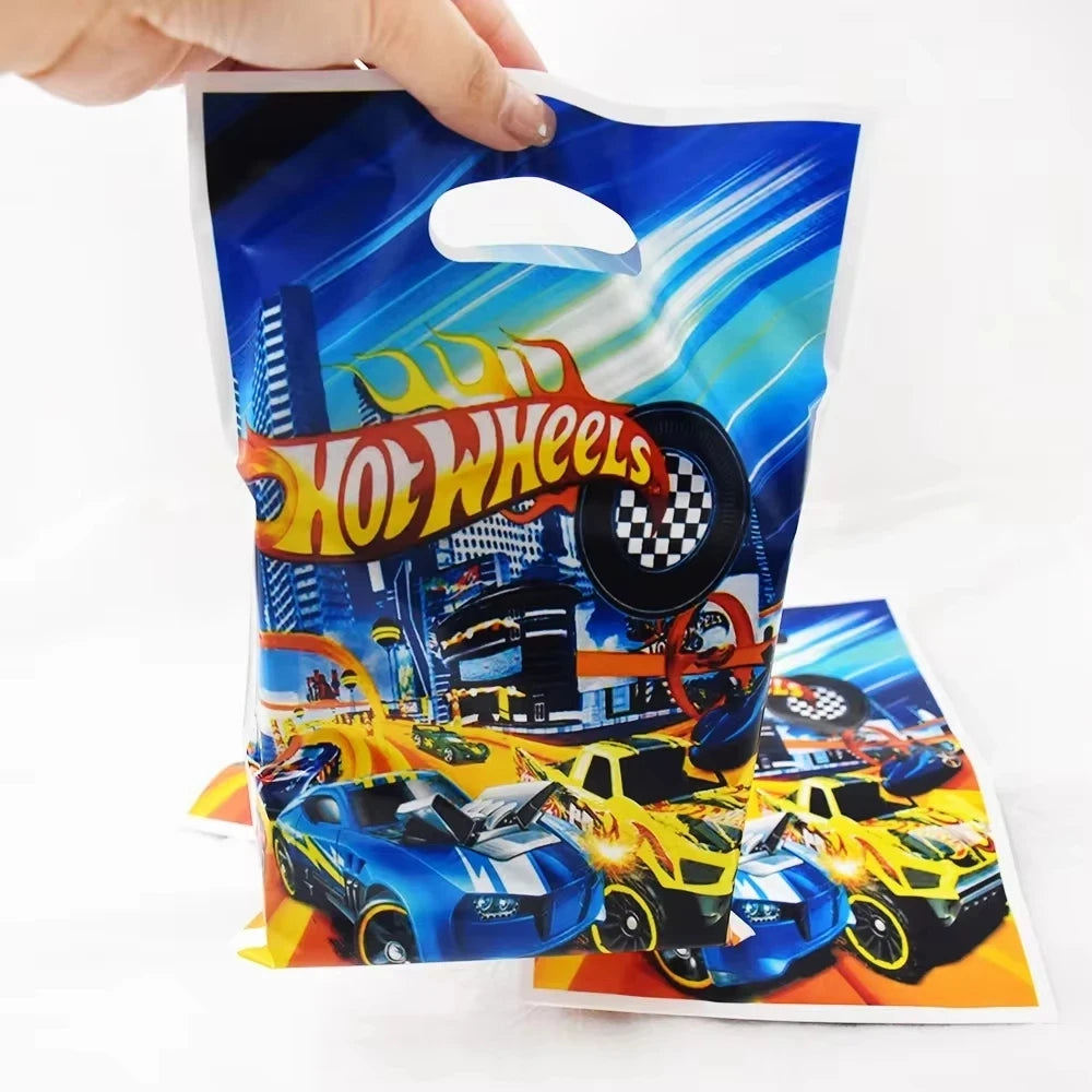 Hot Wheels Birthday Party Decor Disposable Tableware Racing Car Gift Bag Tablecloth Cake Balloon Plate Boy Kid Party Supplie Set