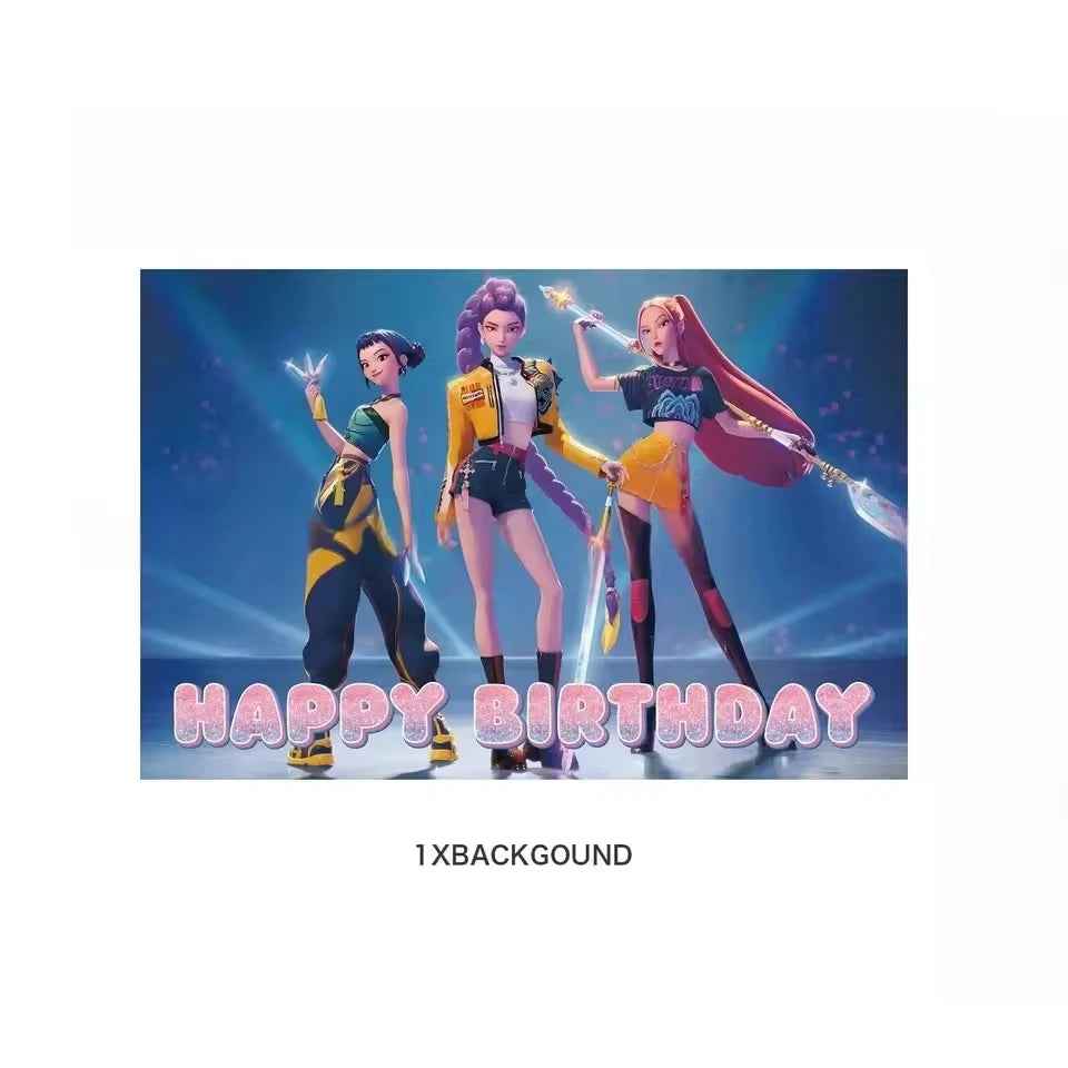 Demon Hunter Birthday Party Supplies Favors Kids Surprise Goody Bags Fillers Balloons Banner for Girls K-pop Anime Cosplay Party