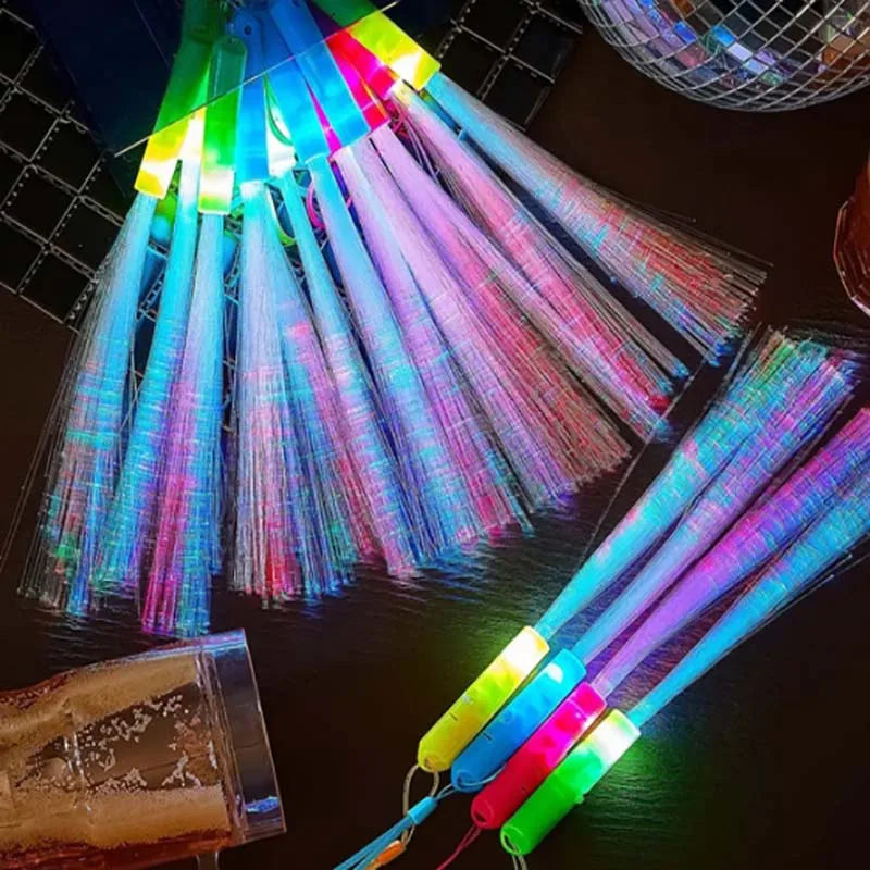 12/24Pcs/lot LED Glow Stick Colorful Fiber Glow Stick LED Toy Party Night Light Props Christmas Birthday Gift Wedding Party Gift