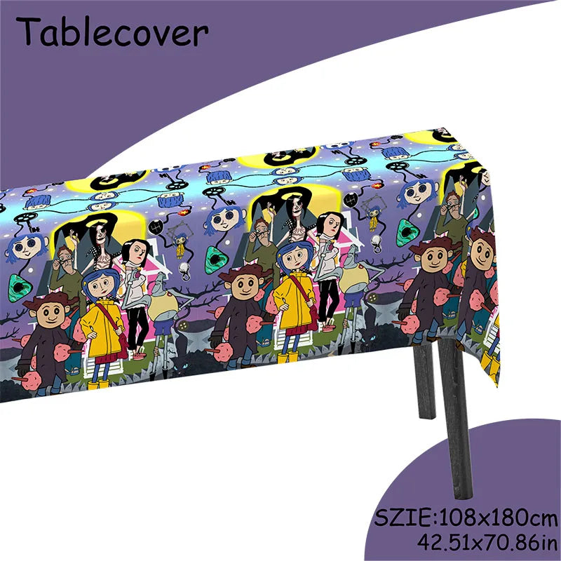 Coraline Birthday Party Decoration Disposable Set Tableware Plate Honeycomb  straws Cake Napkins Toppers for Kid Shower Supplies