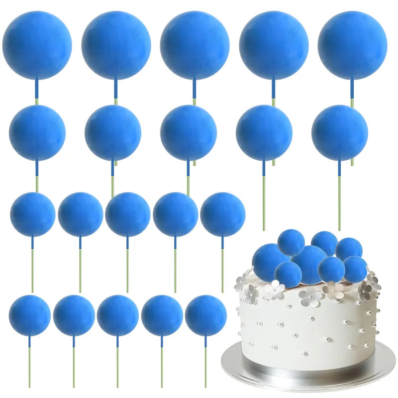 20Pcs Colorful Balls Cake Topper Mini Balloons Cupcake Insert Sticks for Wedding Birthday Party Cake DIY Decoration Baby Shower