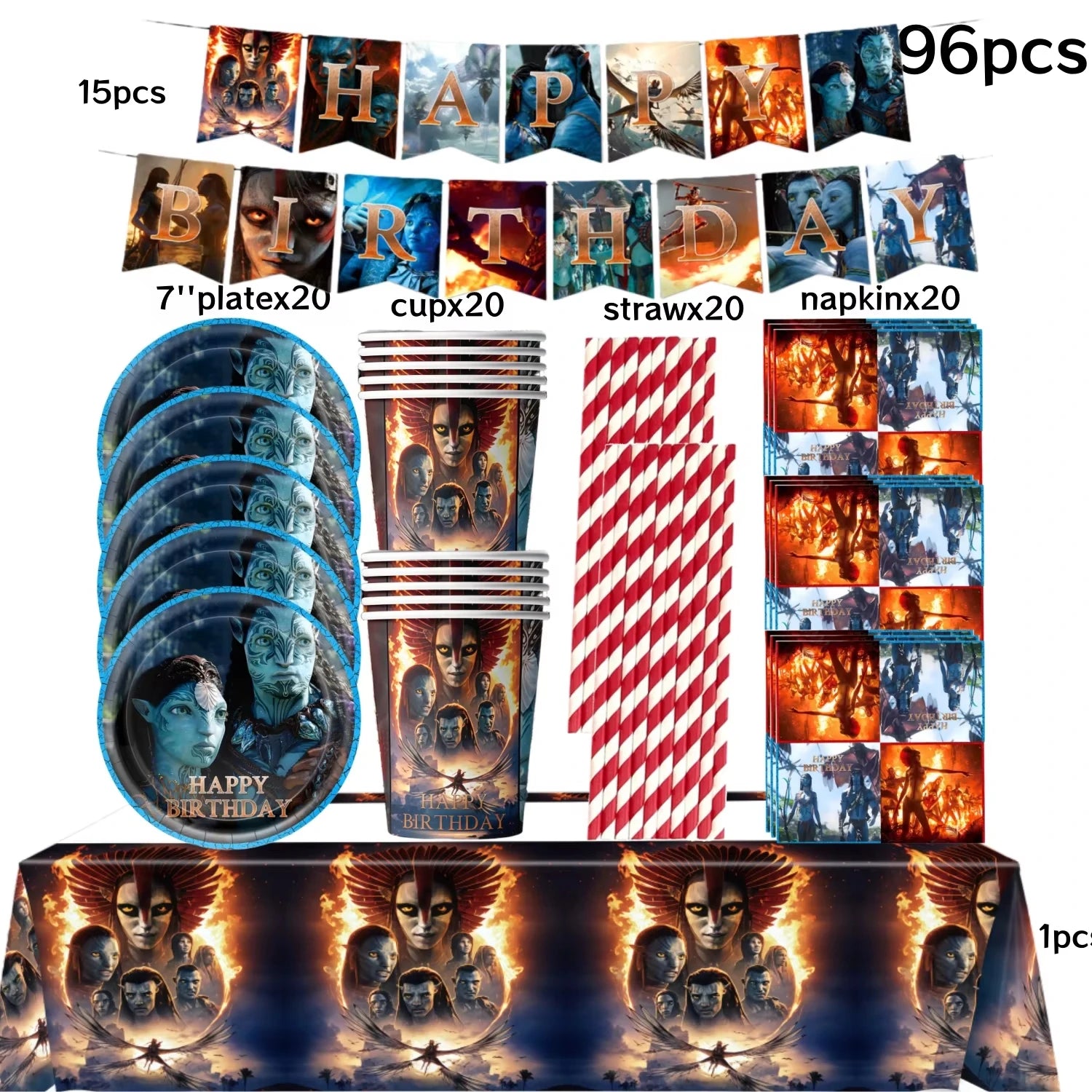 Avatar 3 Balloon Birthday Party Decoration Tableware Cup Plate Tablecloth Banner Background Gift Bag Baby Shower Supplies Gift