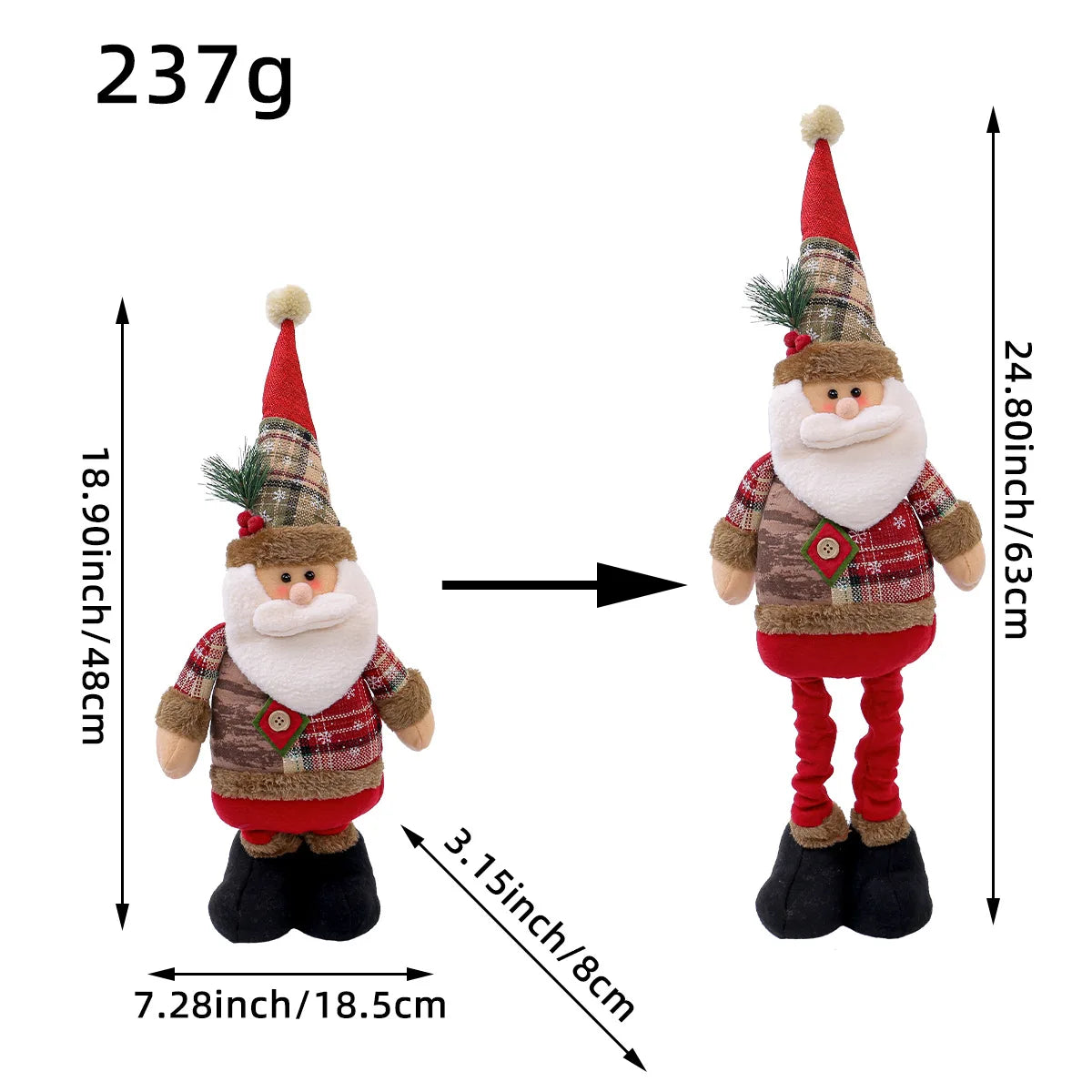 2026 Retractable Santa Claus Snowman Elk Doll Plush Boys Girls Xmas Gifts Decorations For Home Party Christmas Ornament