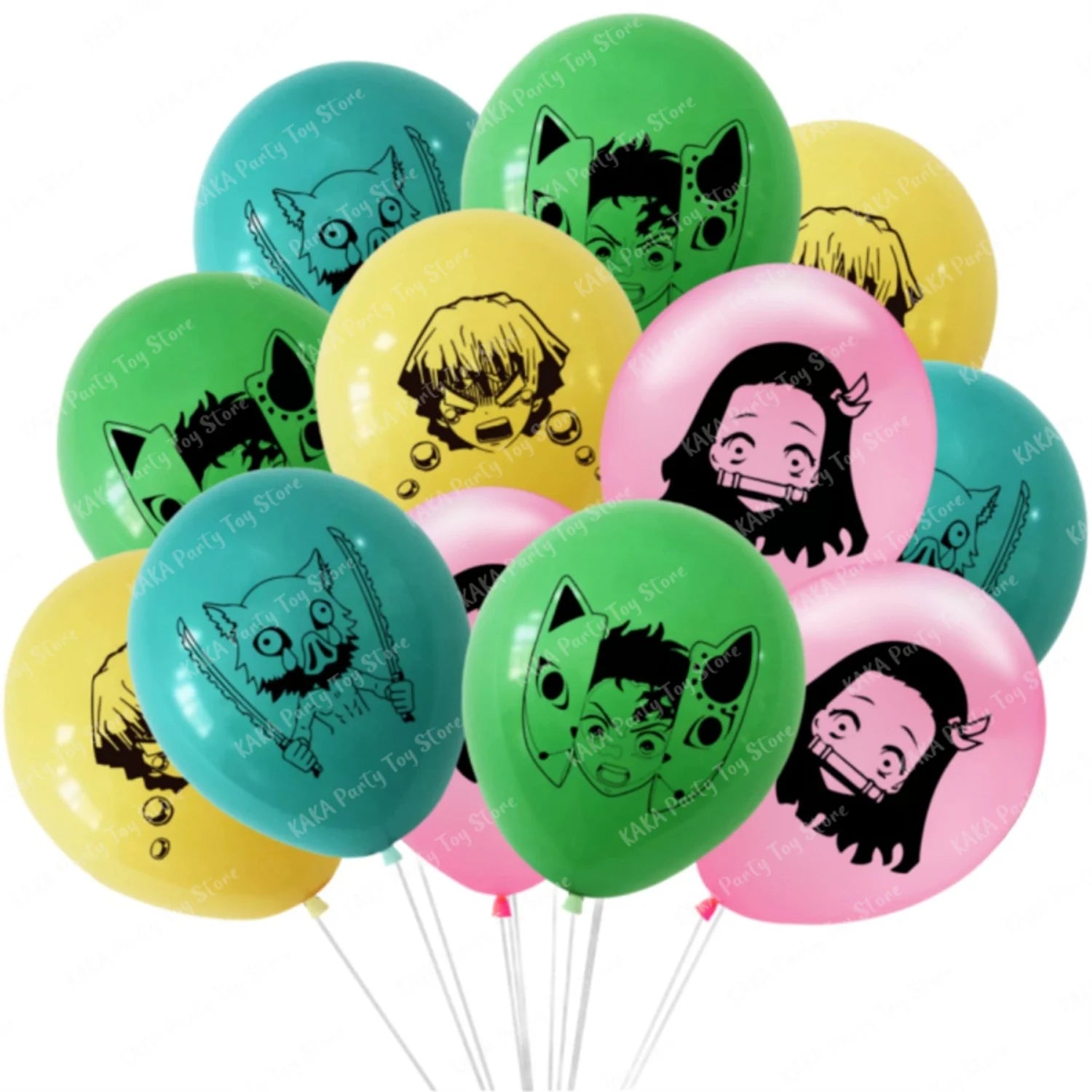 12/24Pcs Anime Demon Slayer Balloon Cartoon Kamado Tanjirou Nezuko Latex Balloons For Kids Birthday Party Dcorations Gift Toys