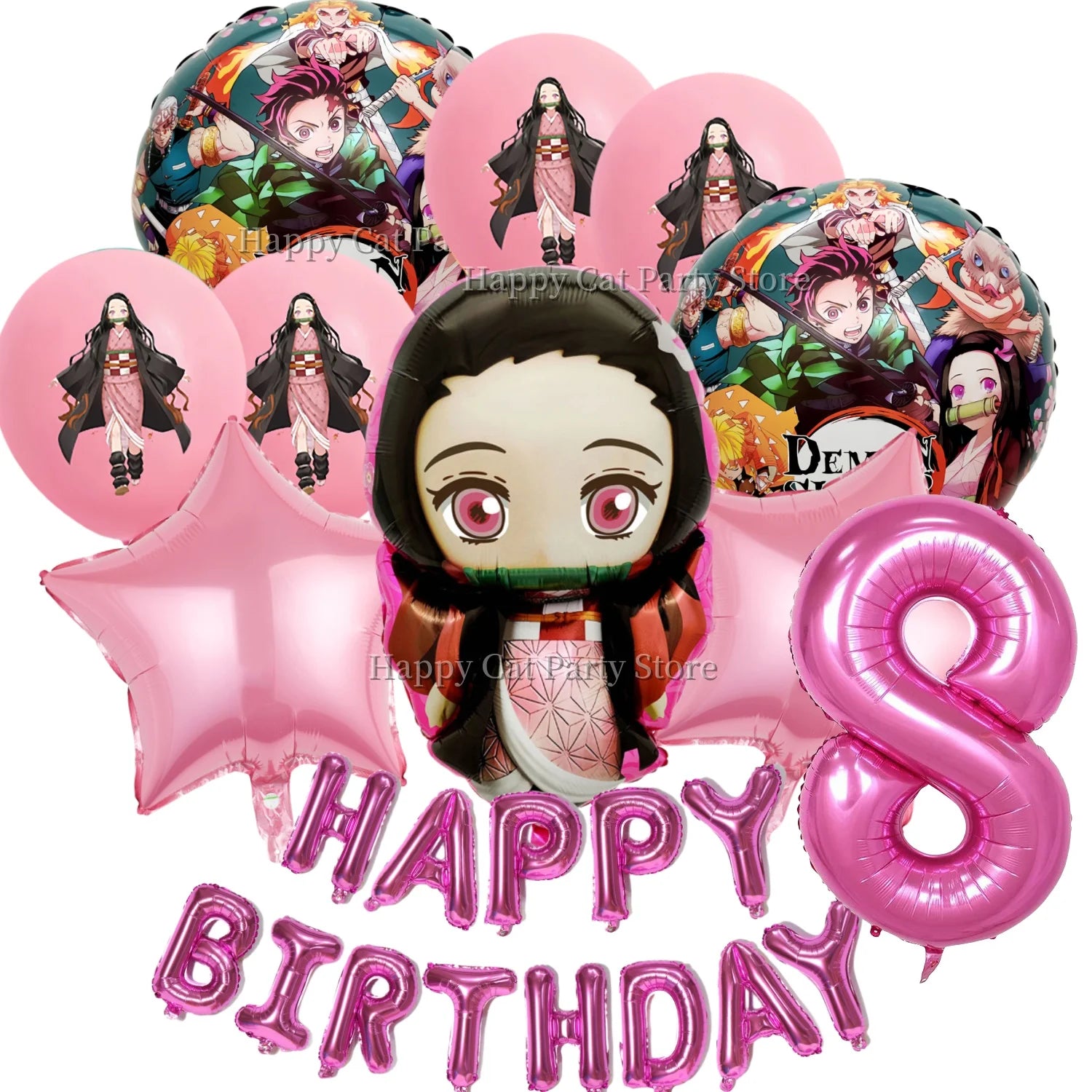 Demon Slayer Balloon Set Happy Birthday Banner Party Decor Kimetsu No Yaiba Latex Balloon Baby Shower kids Favors Gift Supplies