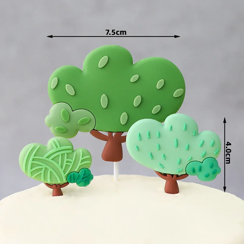 Cute Forest Animal Cake Topper Jungle Safari Birthday Decor Supplies Giraffe Elephant Lion Tiger Cake Decor For Kids 1 2 3 Years