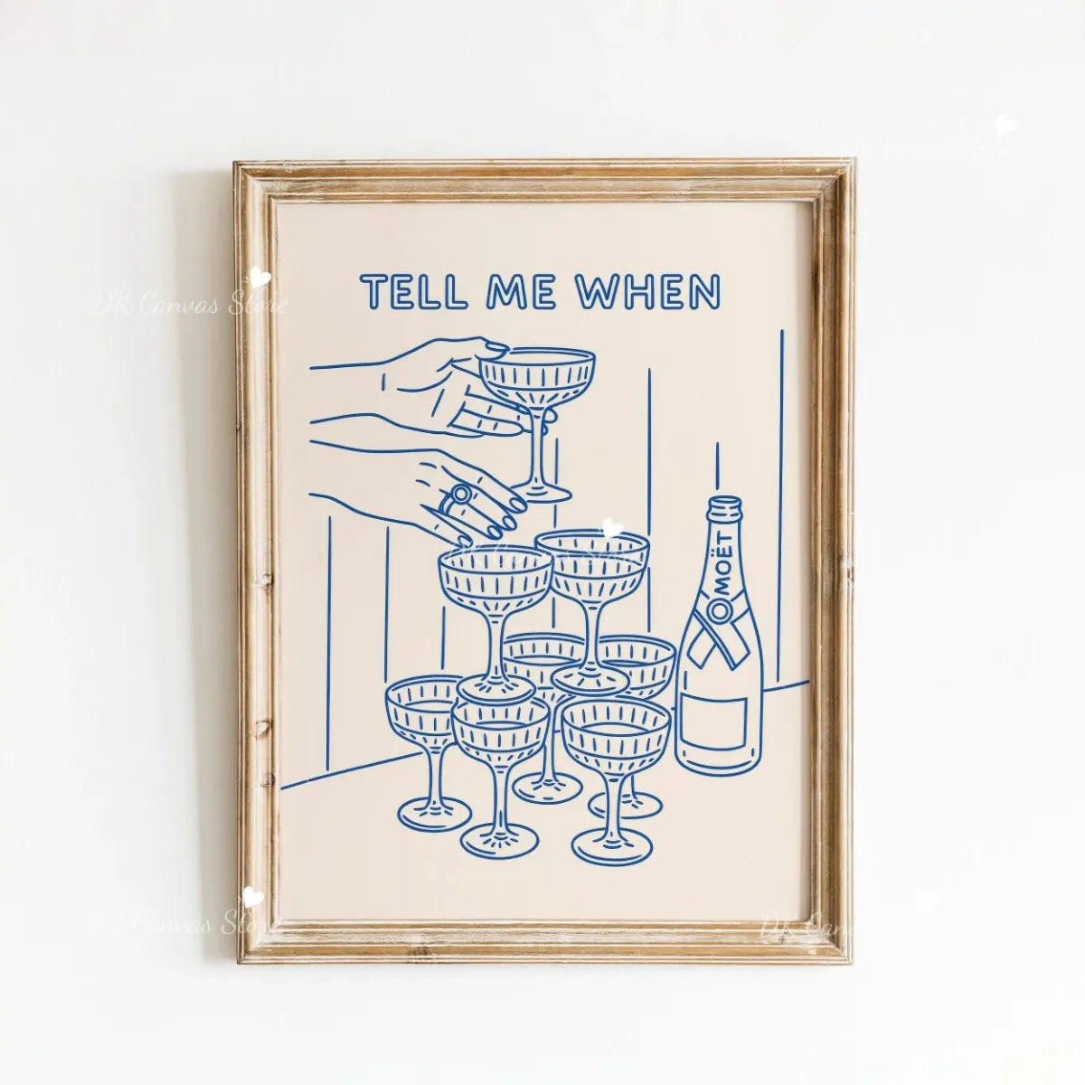 "Tell Me When" Quote Canvas Print Poster Funny Coffee Wine Cheese Cooking Art Prints Restaurant Kitchen Wall Art Home Decor