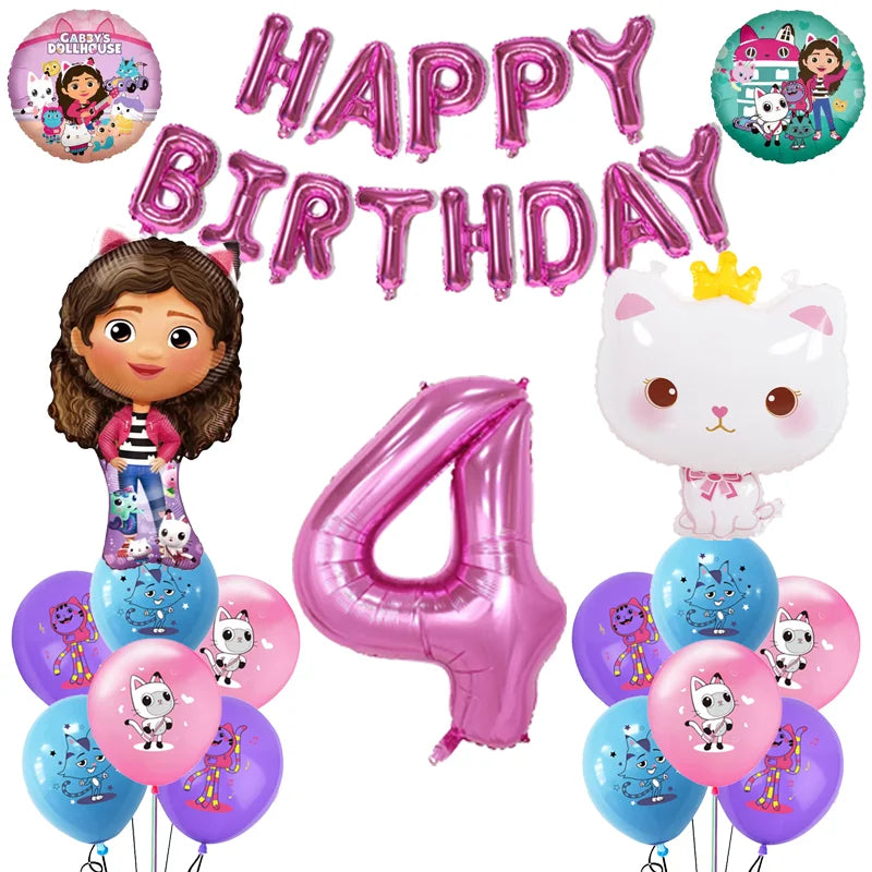 Hot Gabby Doll House Cartoon Girls Birthday Party Decorations Plate Tablecloth Paper Cup Napkin Doll House Tableware Set Gift