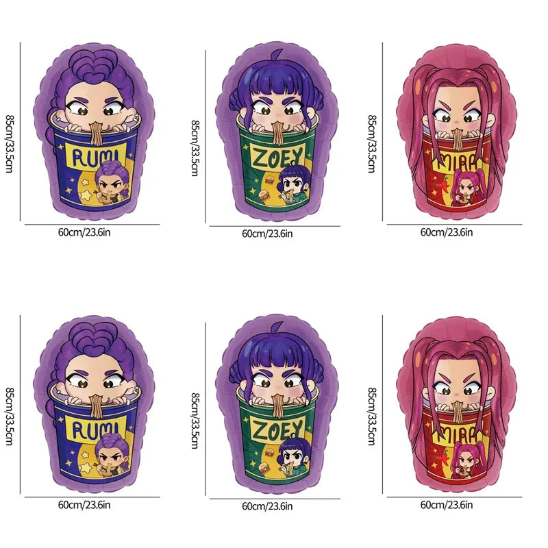 Demon Hunters Birthday Balloons Huntrix Birthday Kpop Warriors Balloons Birthday Backdrop Cloth Kpop Birthday Decor Accessiories