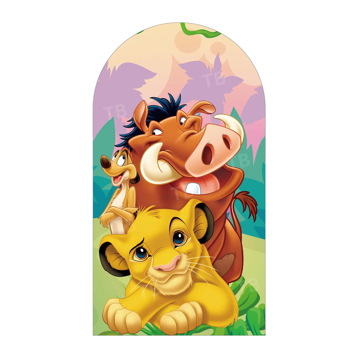 Disney Lion King Simba Arch Backdrop Cover Green Forest Baby Shower Kids Birthday Party Photo Background Wall Elastic Fabric