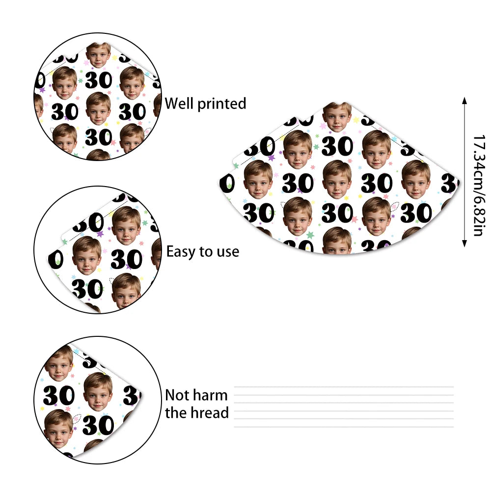 6pcs Custom Your Age and Photo Face Hats Personalized Birthday Hats Paper Hat Headware for Birthday Party Supplies