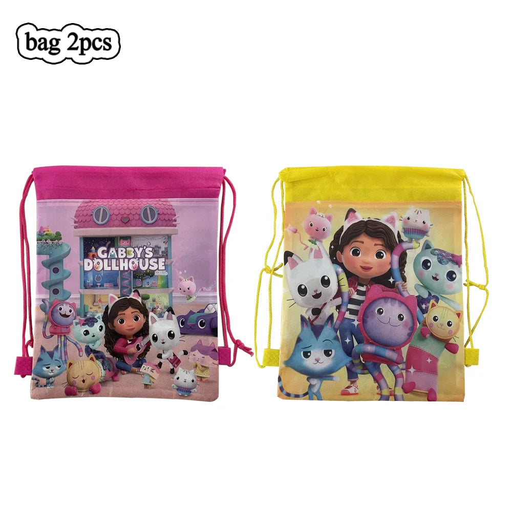 Cartoon Gabby Doll House Party Supplies Tablecloth For Kids Disposable Table Cover Favor Doll House Birthday Festival Decoration