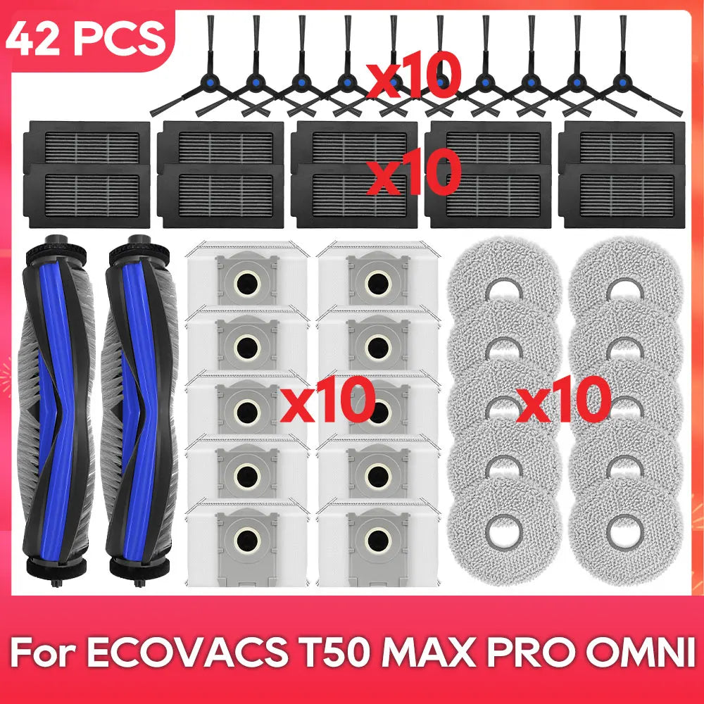 Compatible For ( ECOVACS T50 MAX PRO OMNI ) Replacement Parts Accessories Main Side Brush Mop Cloth Dust Bag Hepa Filter